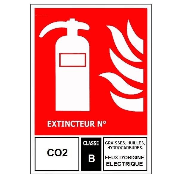 PANNEAU EXTINCTEUR CO2 CLASSE B 150MMx200MM