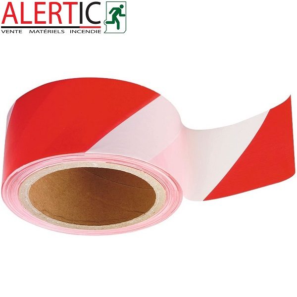 Ruban adhésif d'avertissement en PVC rouge et blanc